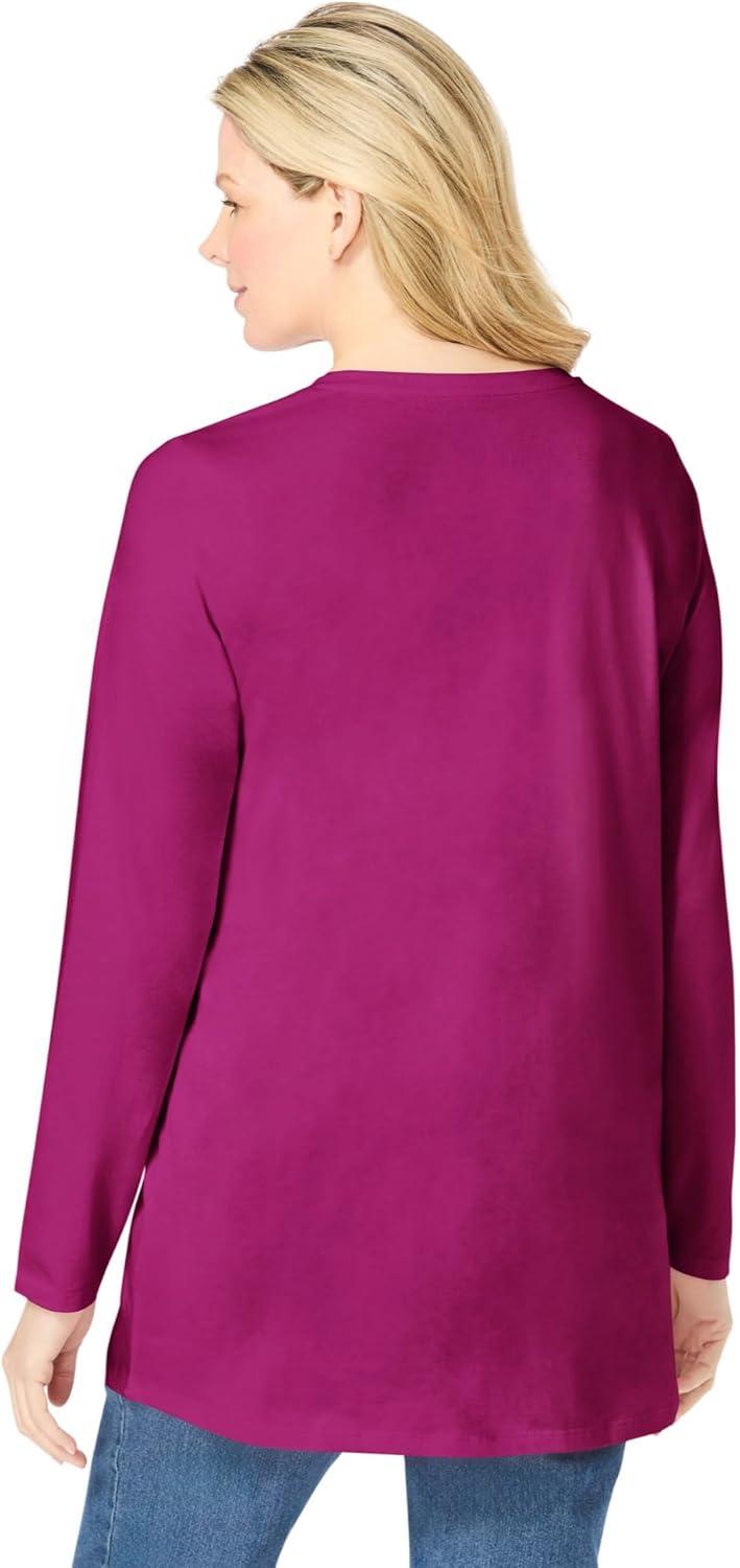 imageWoman Within Plus Size Perfect LongSleeve VNeck TunicRaspberry
