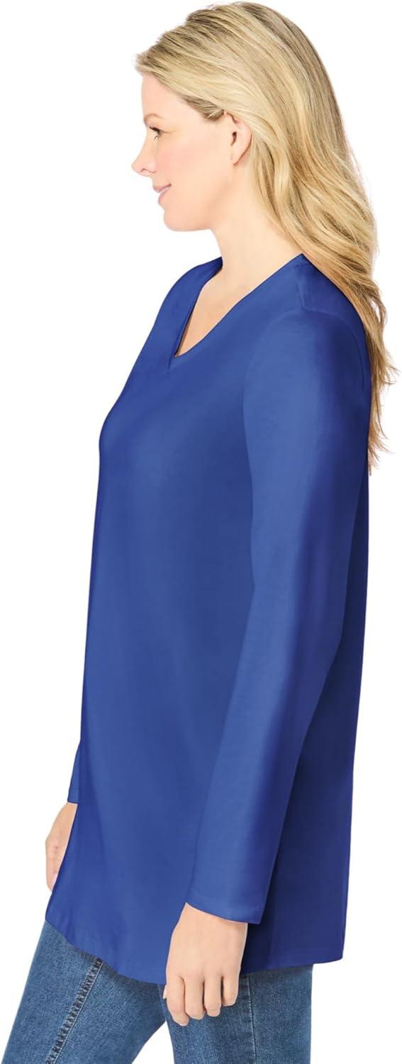 imageWoman Within Plus Size Perfect LongSleeve VNeck TunicUltra Blue