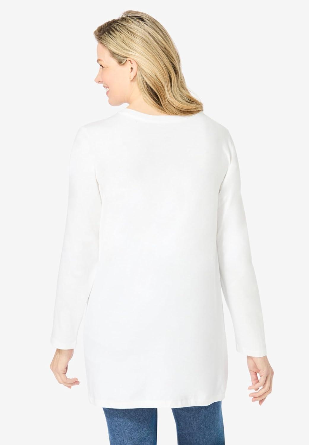 imageWoman Within Plus Size Perfect LongSleeve VNeck TunicWhite