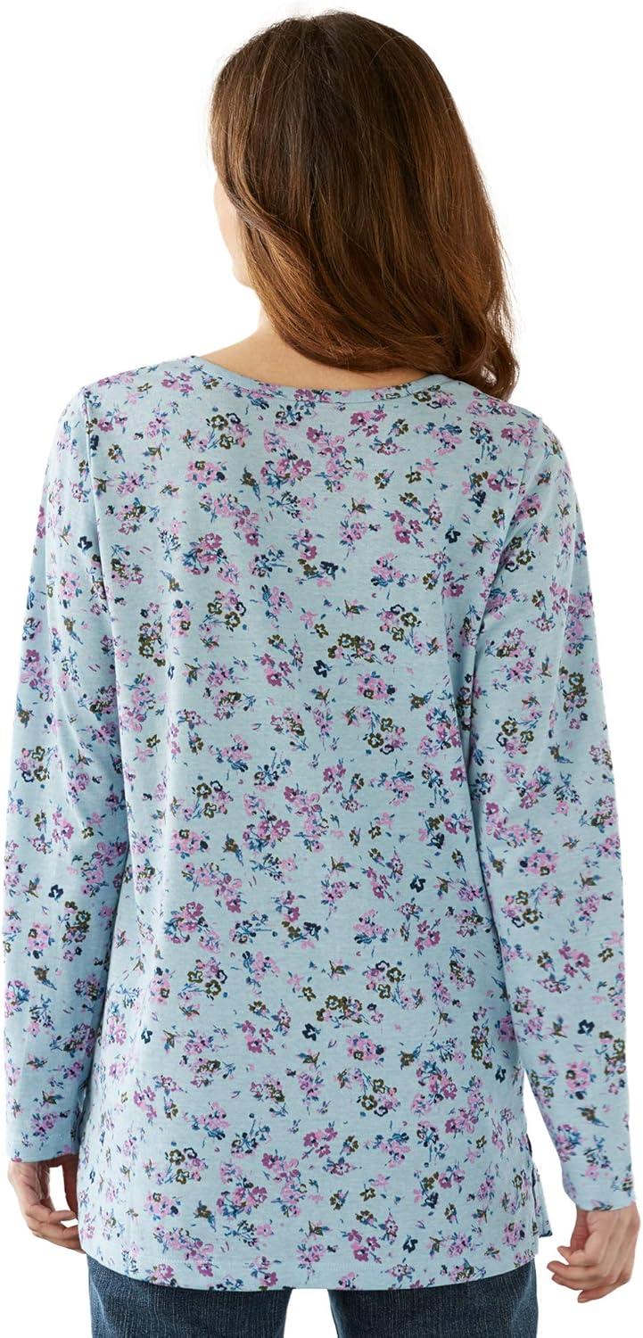 imageWoman Within Plus Size Perfect Printed LongSleeve Henley TeeEmerald Green Plaid