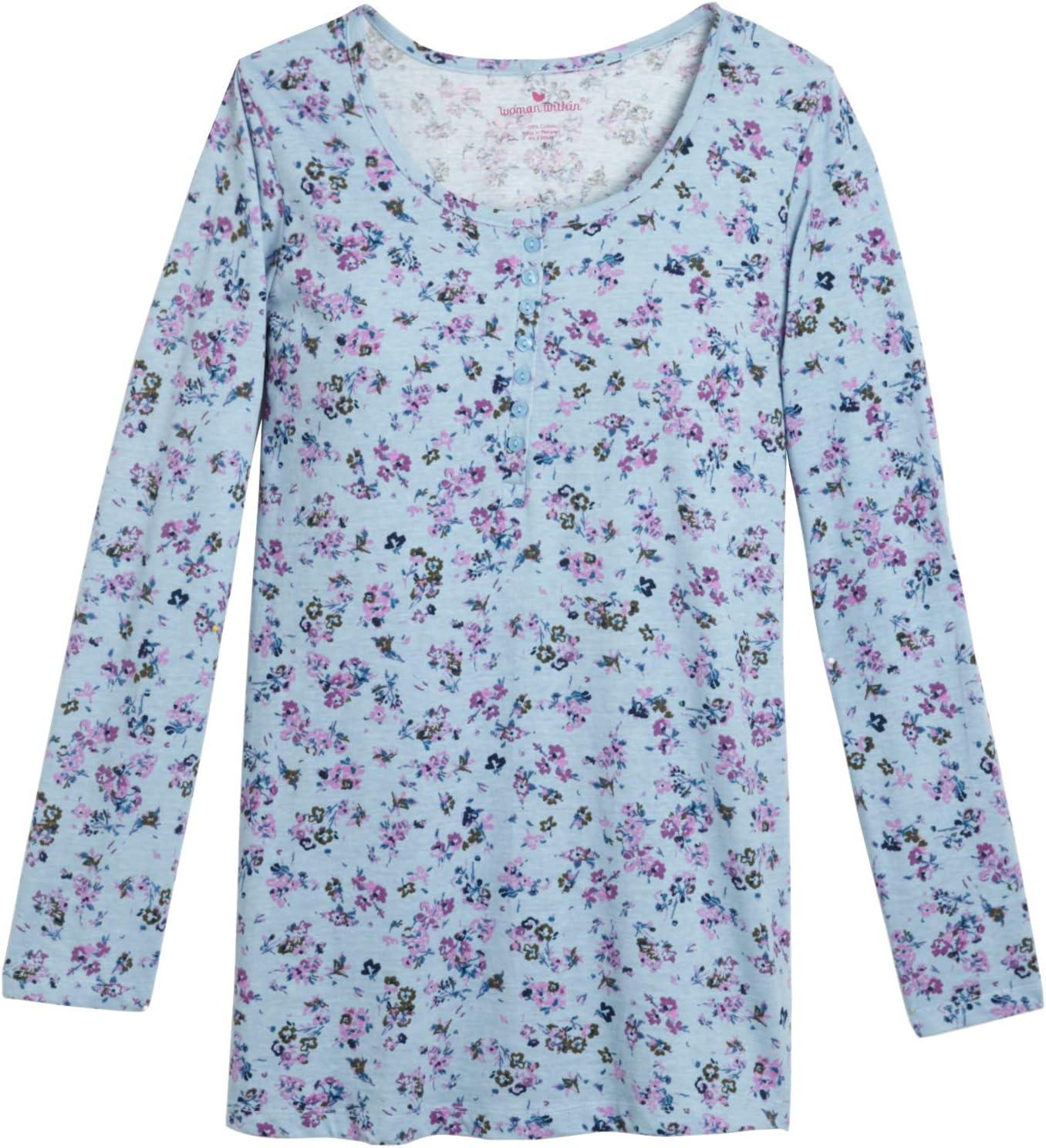 imageWoman Within Plus Size Perfect Printed LongSleeve Henley TeeRoyal Navy Textured Snowflake