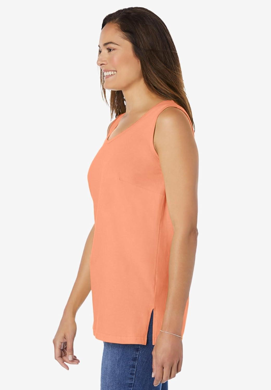 imageWoman Within Plus Size Perfect Scoopneck Tank Petite AvailableOrange Melon