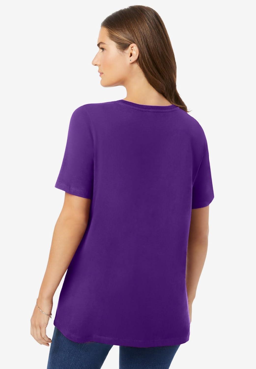 imageWoman Within Plus Size Perfect ShortSleeve Crewneck Tee Petite AvailableRadiant Purple