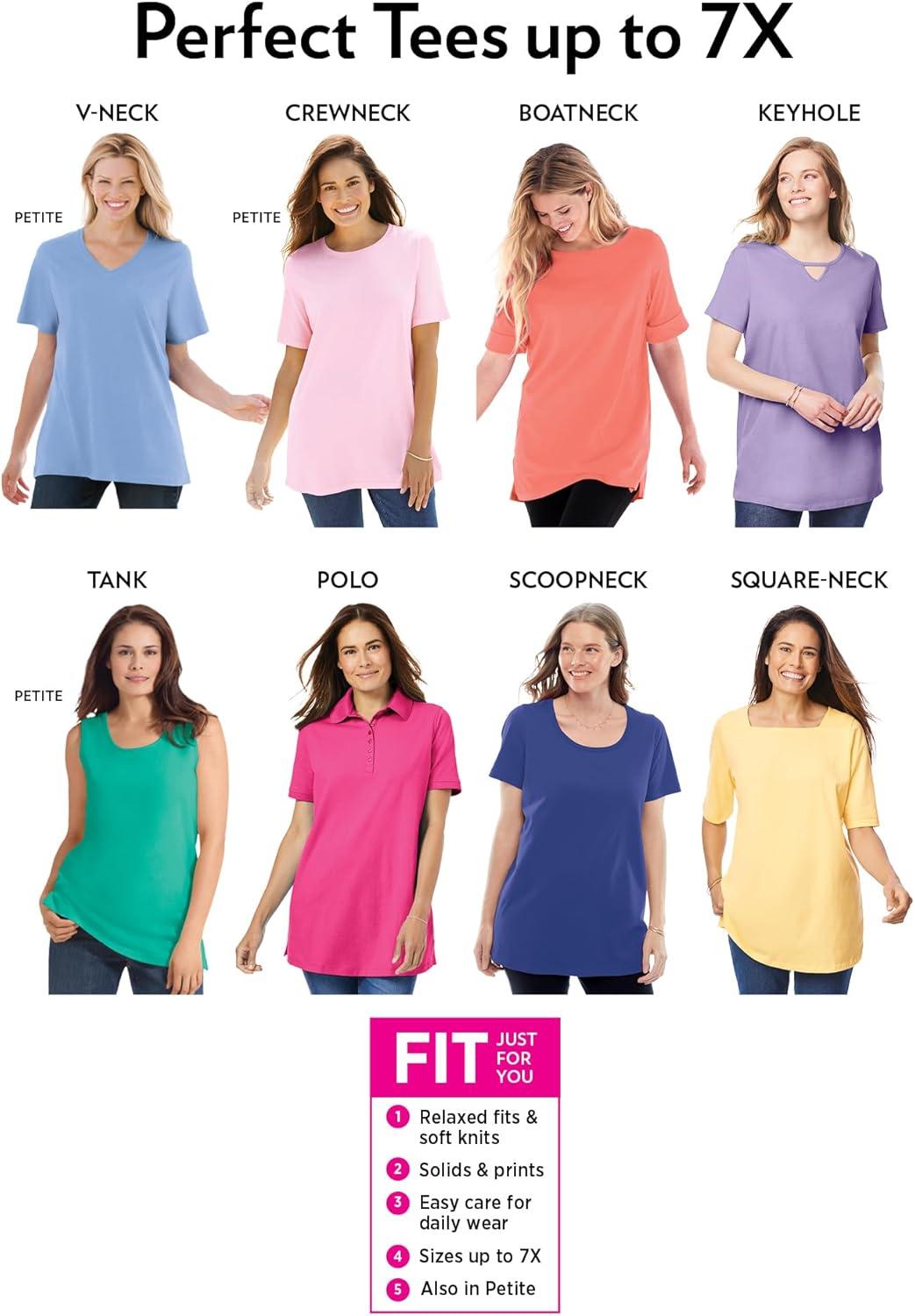 imageWoman Within Plus Size Perfect ShortSleeve Crewneck Tee Petite AvailableRadiant Purple