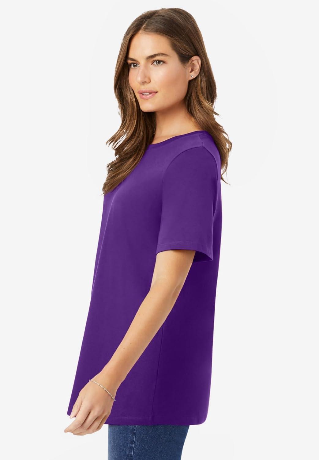 imageWoman Within Plus Size Perfect ShortSleeve Crewneck Tee Petite AvailableRadiant Purple