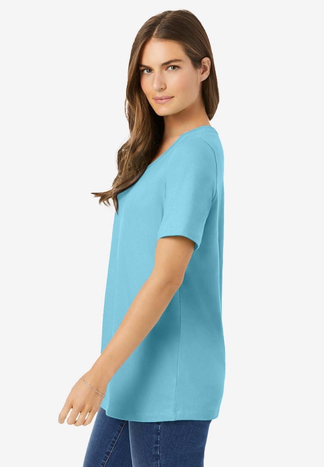 imageWoman Within Plus Size Perfect ShortSleeve Scoopneck TeeSeamist Blue