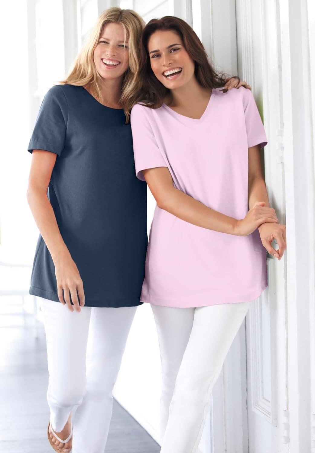 imageWoman Within Plus Size Perfect ShortSleeve VNeck Tee Petite AvailableHeather Grey