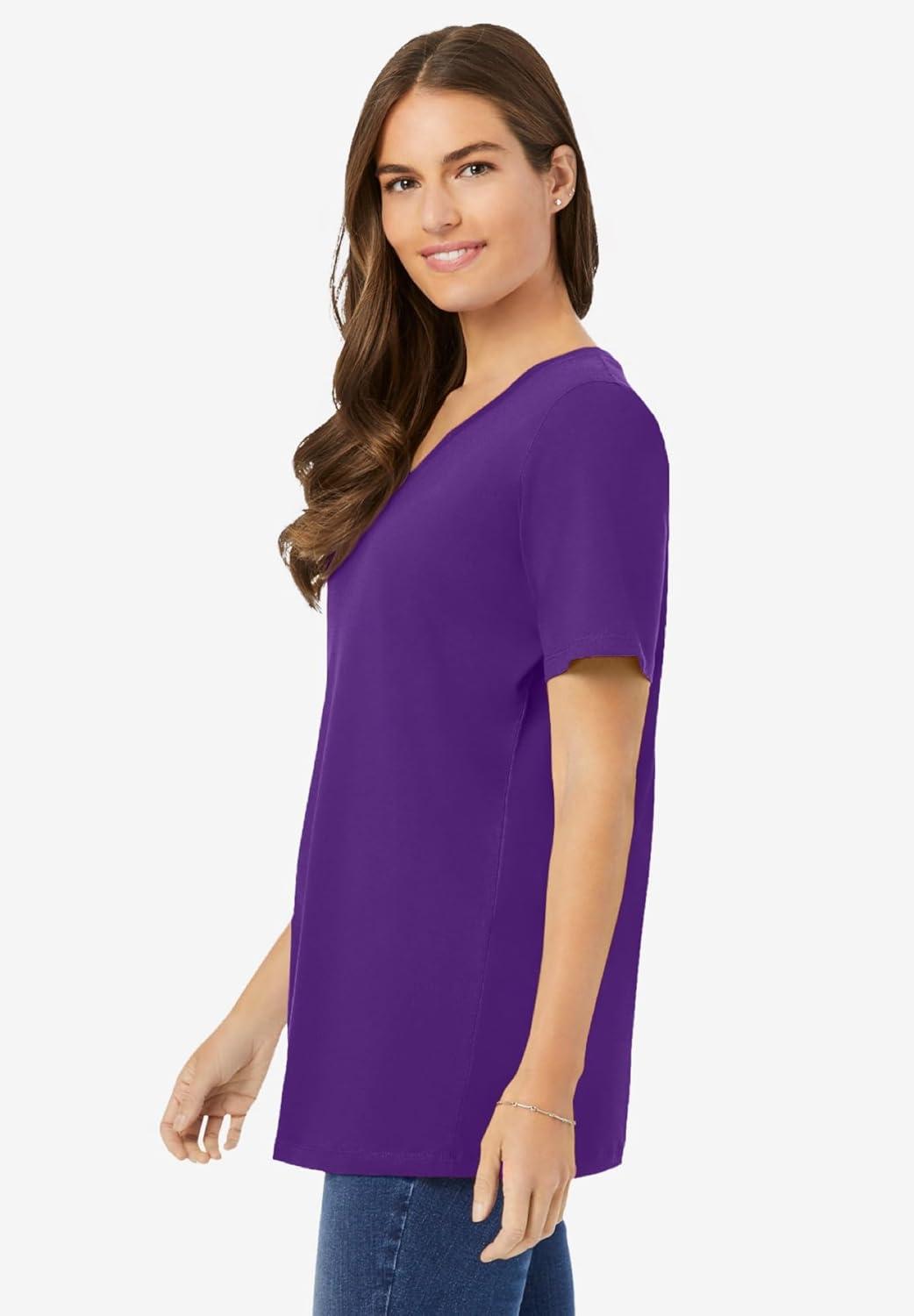 imageWoman Within Plus Size Perfect ShortSleeve VNeck Tee Petite AvailableRadiant Purple