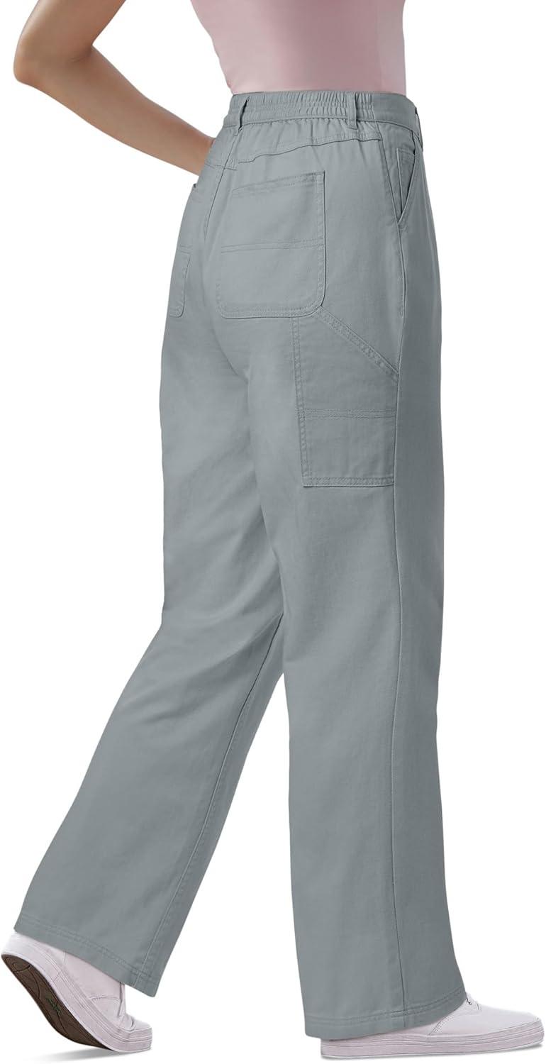 imageWoman Within Plus Size Petite BackElastic AllCotton Denim Carpenter JeansGunmetal