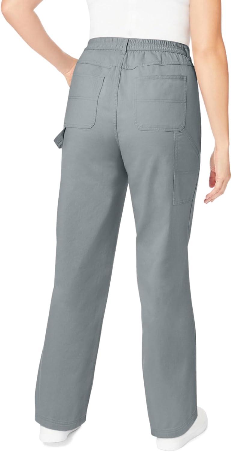 imageWoman Within Plus Size Petite BackElastic AllCotton Denim Carpenter JeansGunmetal