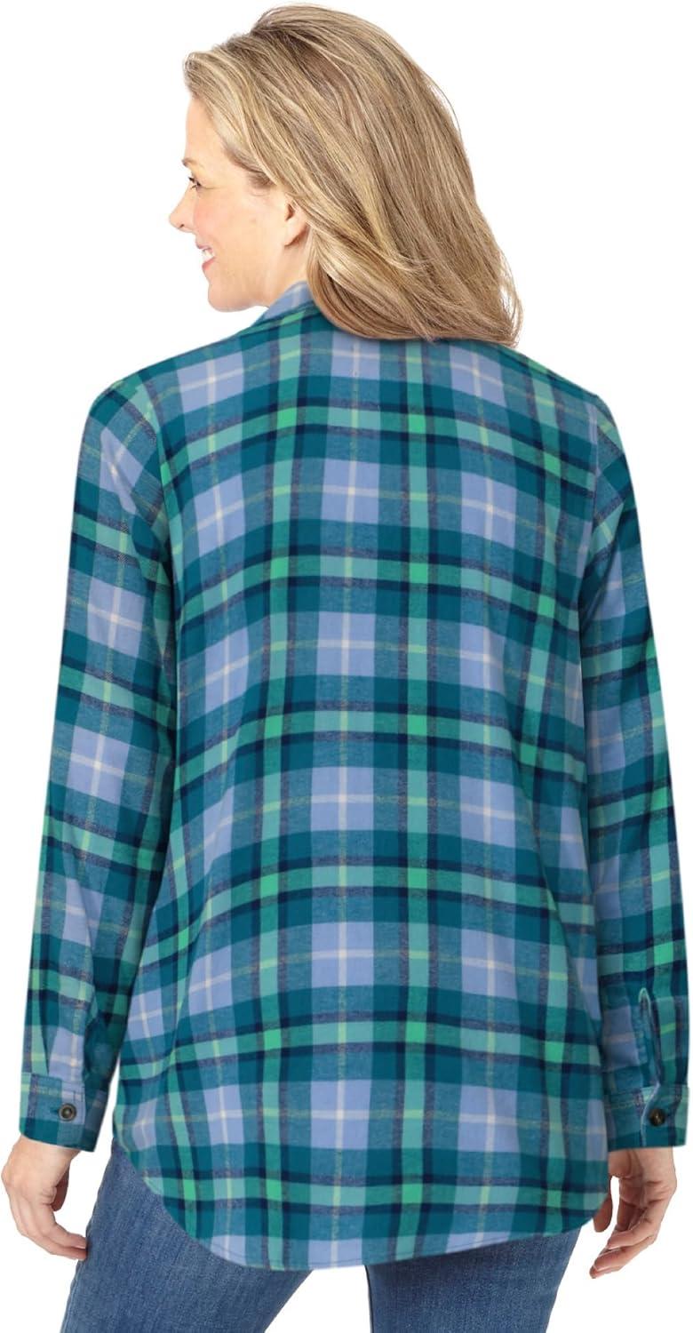 imageWoman Within Plus Size Petite Classic Flannel ShirtFrench Blue Cozy Plaid