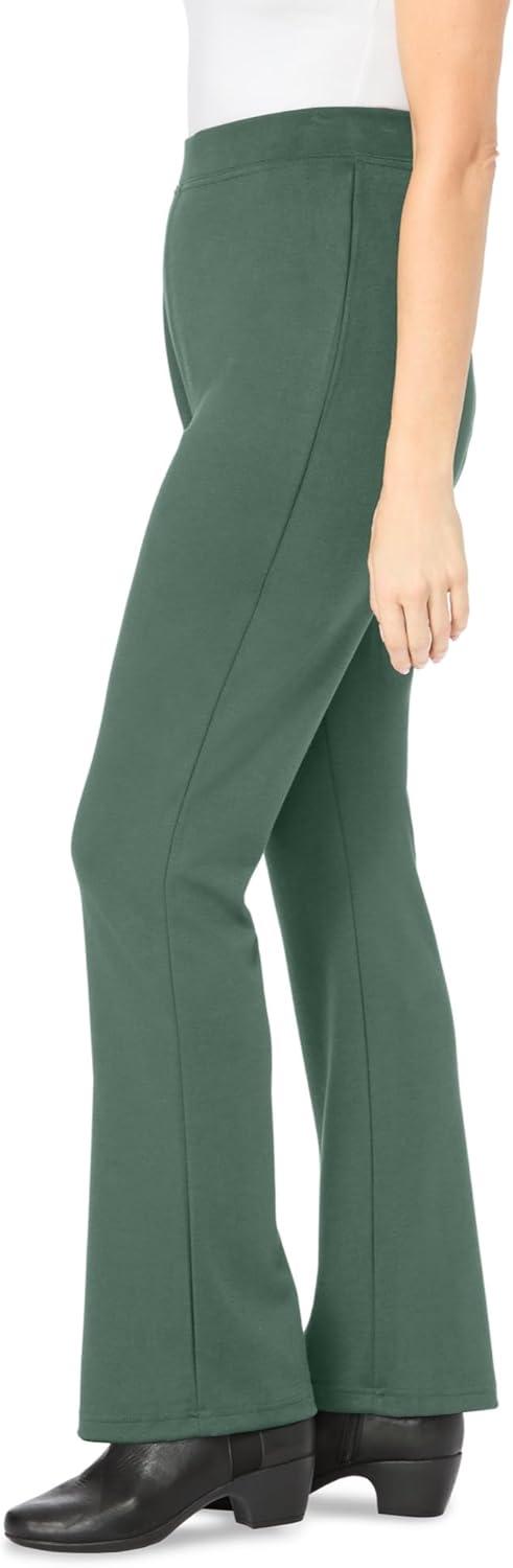 imageWoman Within Plus Size Petite Stretch Ponte Knit PullOn Bootcut PantsPocket Pine