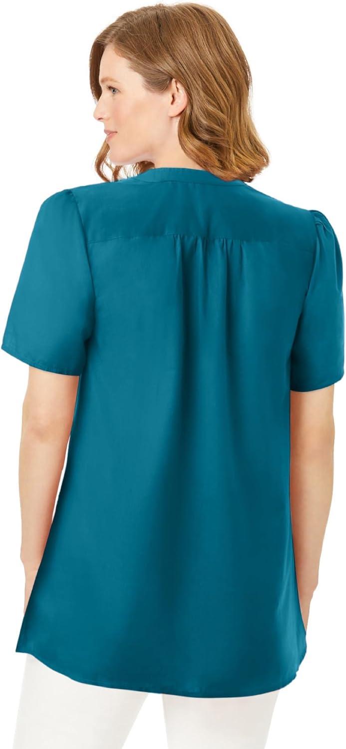 imageWoman Within Plus Size Pintucked HalfButton TunicDeep Teal