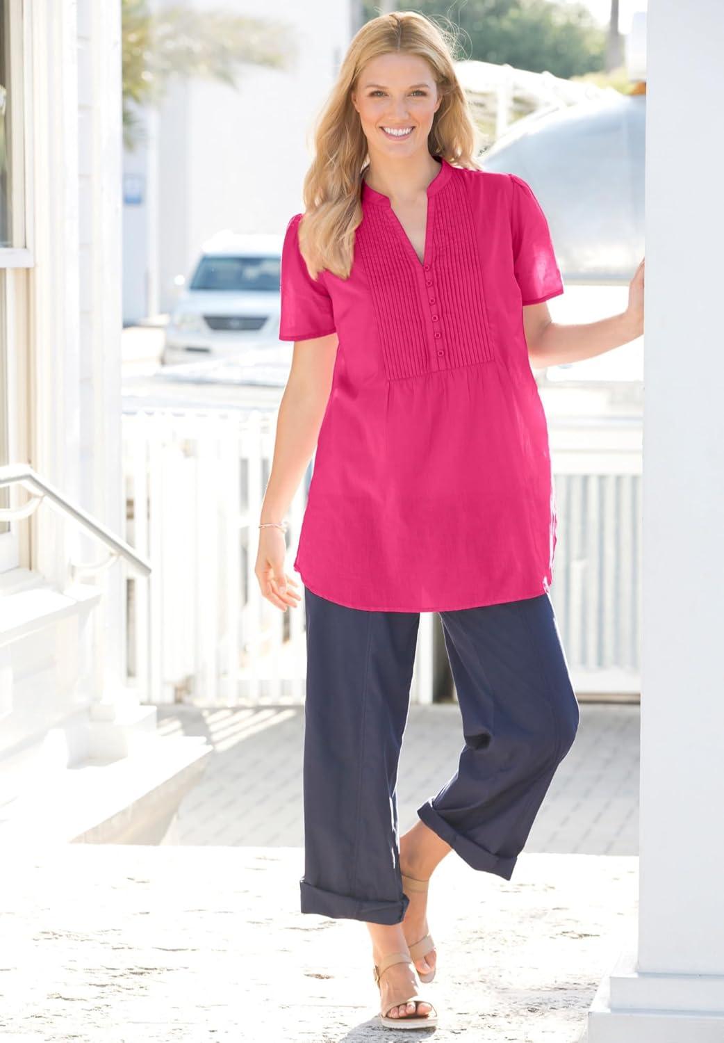 imageWoman Within Plus Size Pintucked HalfButton TunicDeep Teal