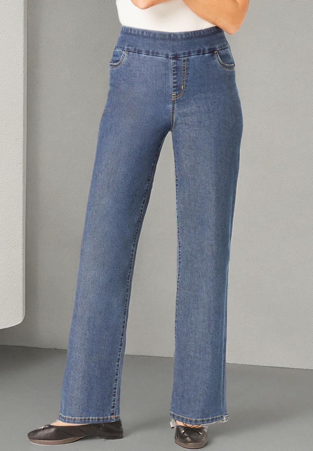 imageWoman Within Plus Size PullOn WideLeg Denim JeanMedium Stonewash