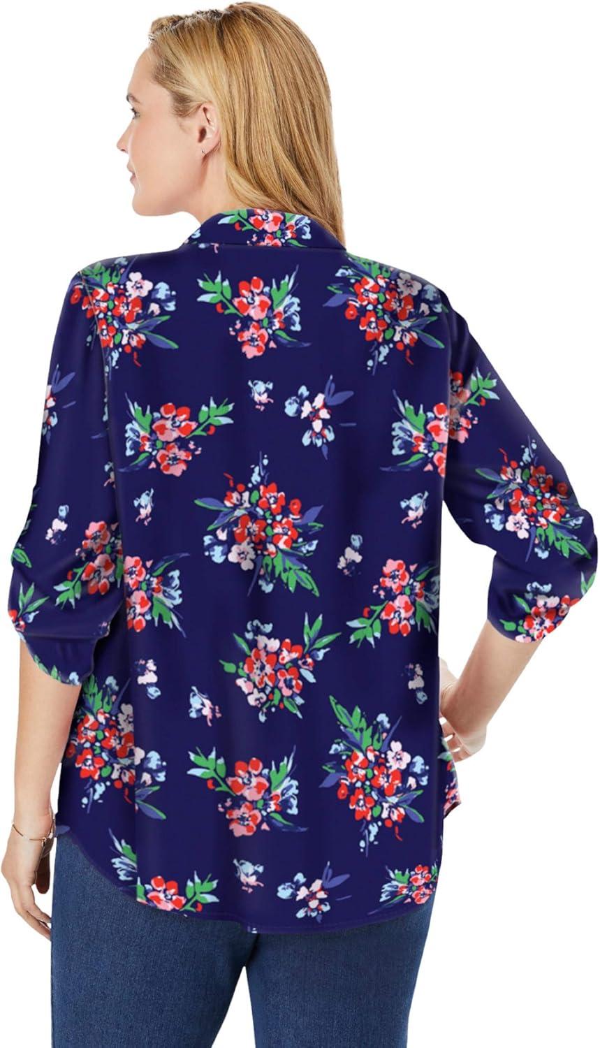 imageWoman Within Plus Size Rayon 7Day Pintucked Tunic BlouseBanana Airy Floral