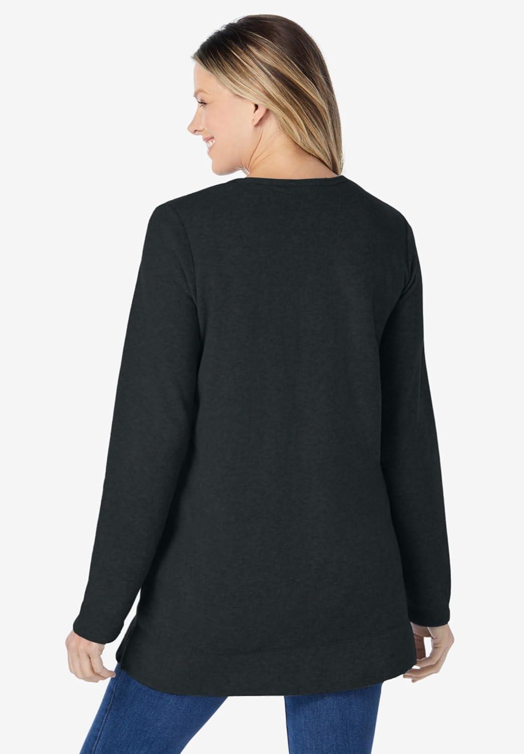 imageWoman Within Plus Size Sherpa SweatshirtHeather Charcoal