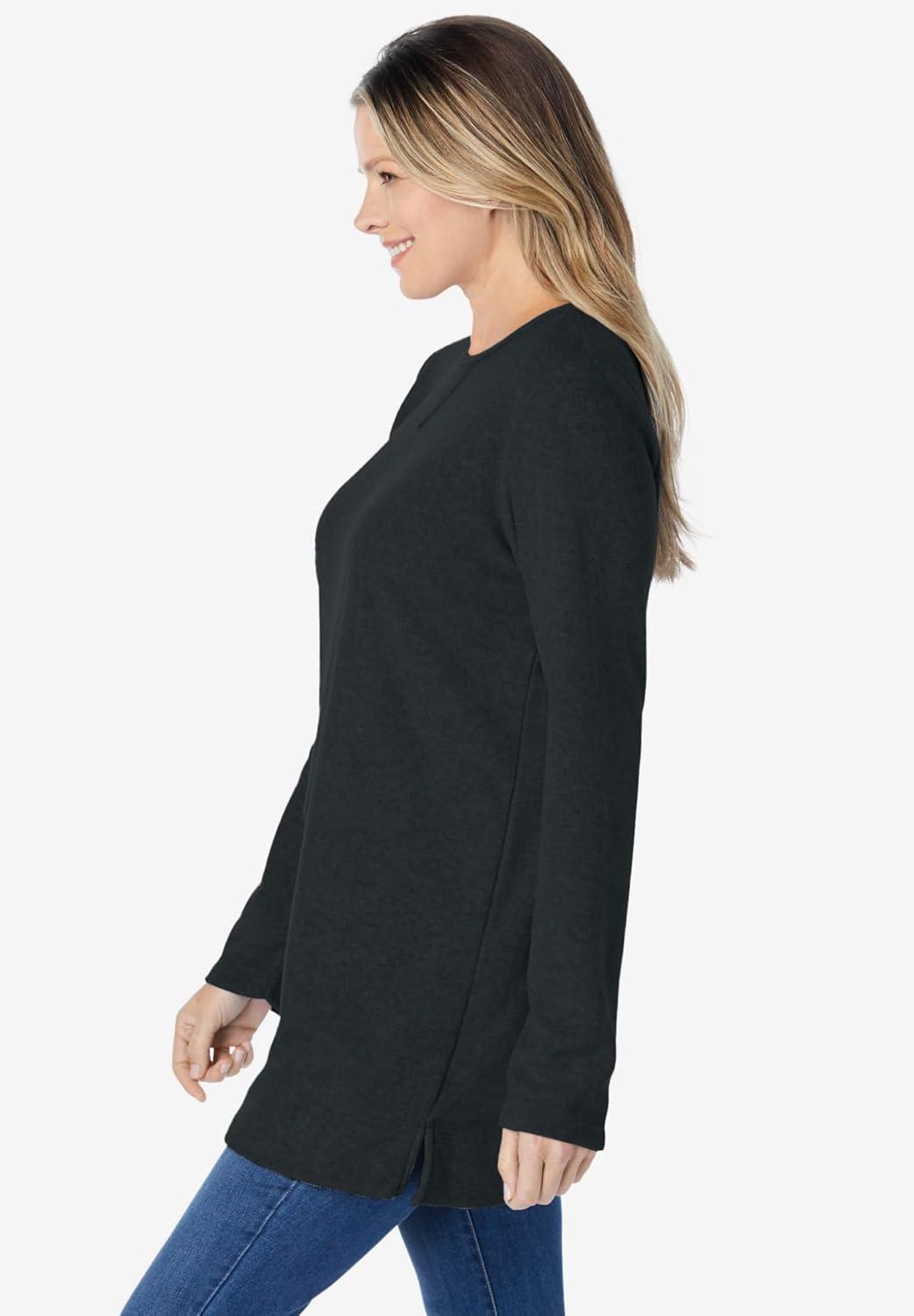 imageWoman Within Plus Size Sherpa SweatshirtHeather Charcoal