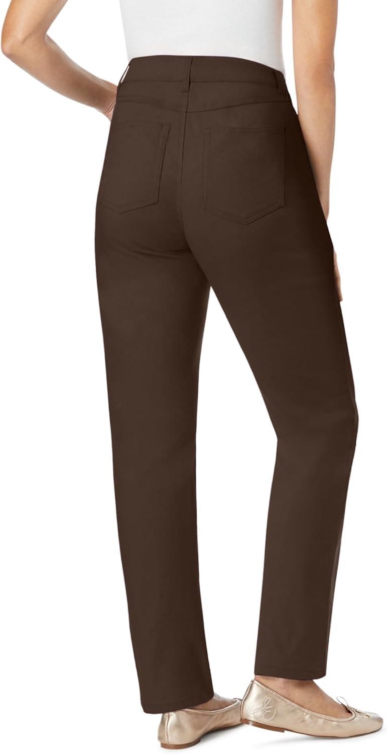 imageWoman Within Plus Size StraightLeg Stretch Denim FivePocket JeansChocolate Petal Embroidery