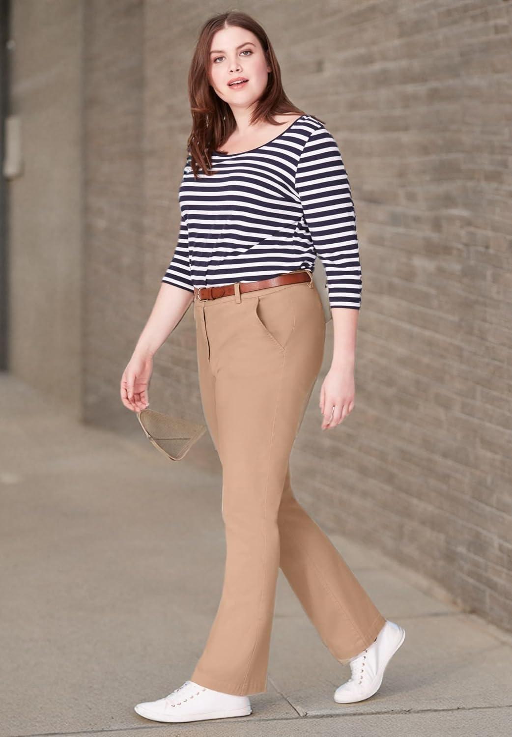 imageellos Womens Plus Size Classic Stretch ChinoBlack