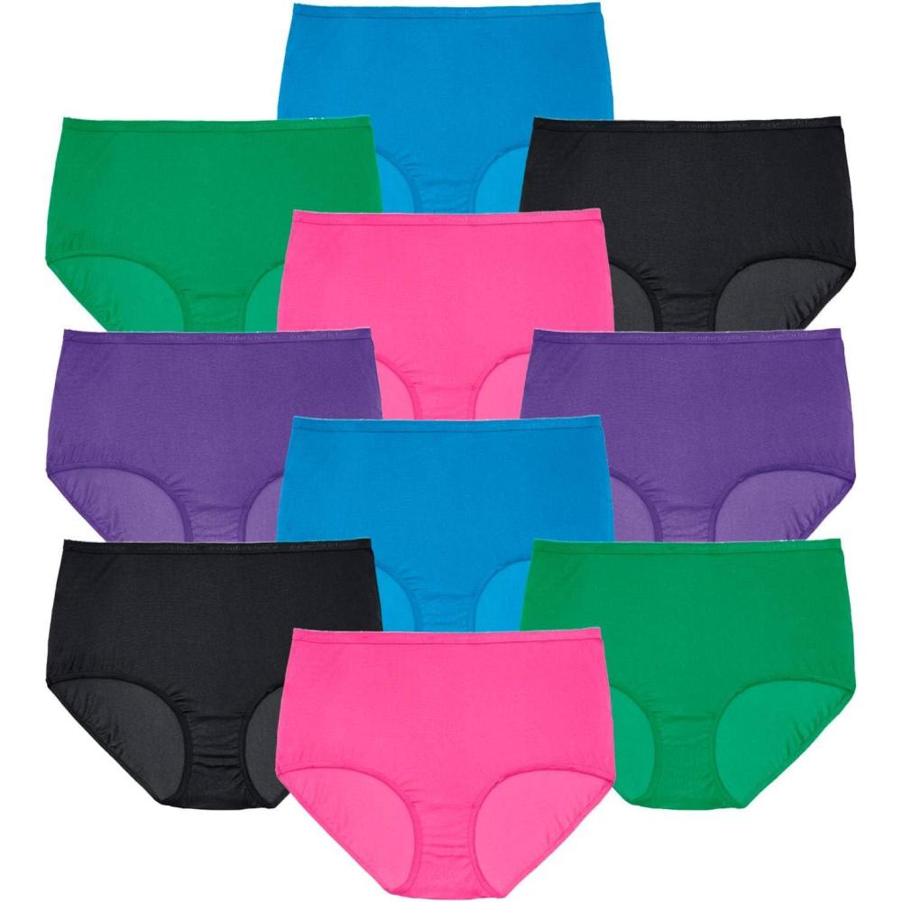 imageComfort Choice Plus Size Full Coverage Cotton Brief 10PackBright Pack