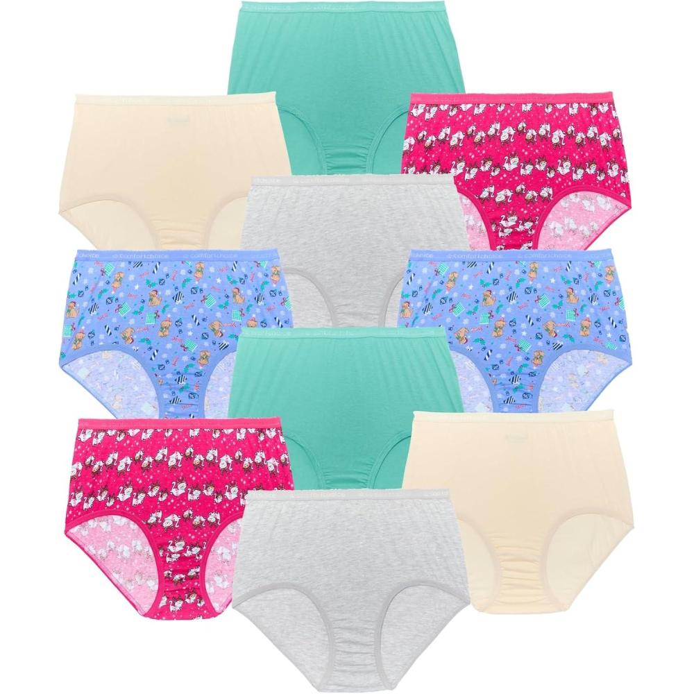 imageComfort Choice Plus Size Full Coverage Cotton Brief 10PackHoliday Pet Pack