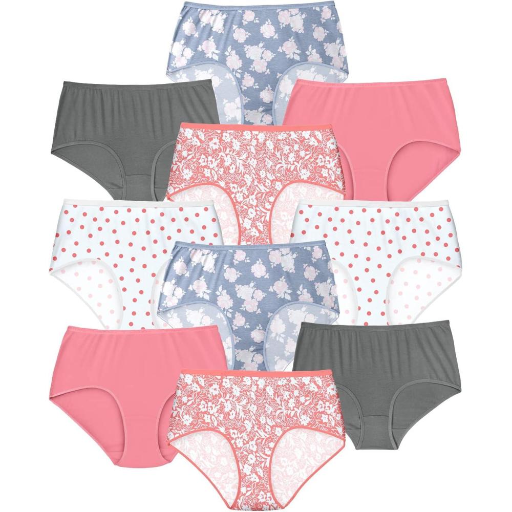 imageComfort Choice Plus Size Full Coverage Cotton Brief 10PackRose Pack