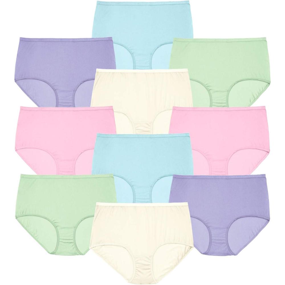 imageComfort Choice Plus Size Full Coverage Nylon Brief 10PackPastel Pack