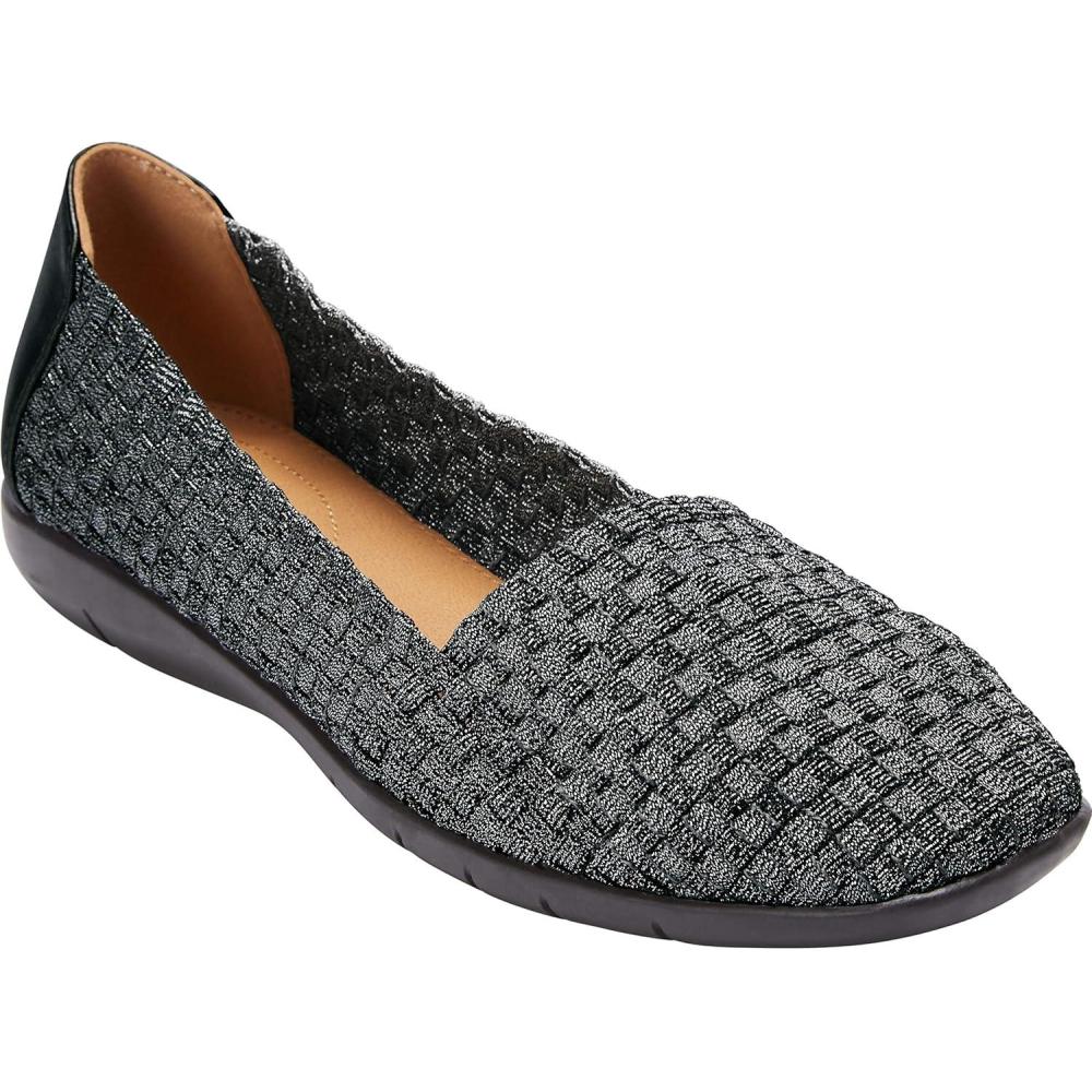 imageComfortview Womens The Bethany Slip On Flat Wide Widths AvailableBlack Metallic