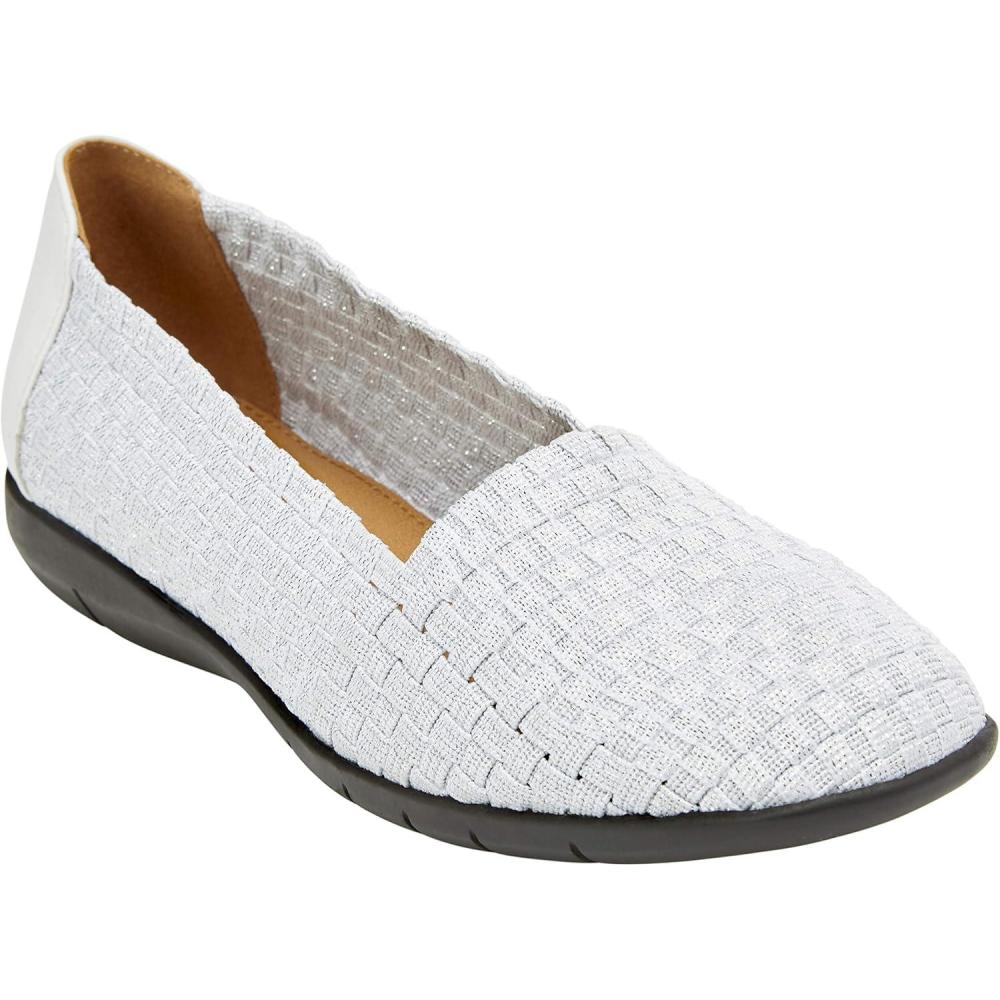 imageComfortview Womens The Bethany Slip On Flat Wide Widths AvailableWhite Metallic