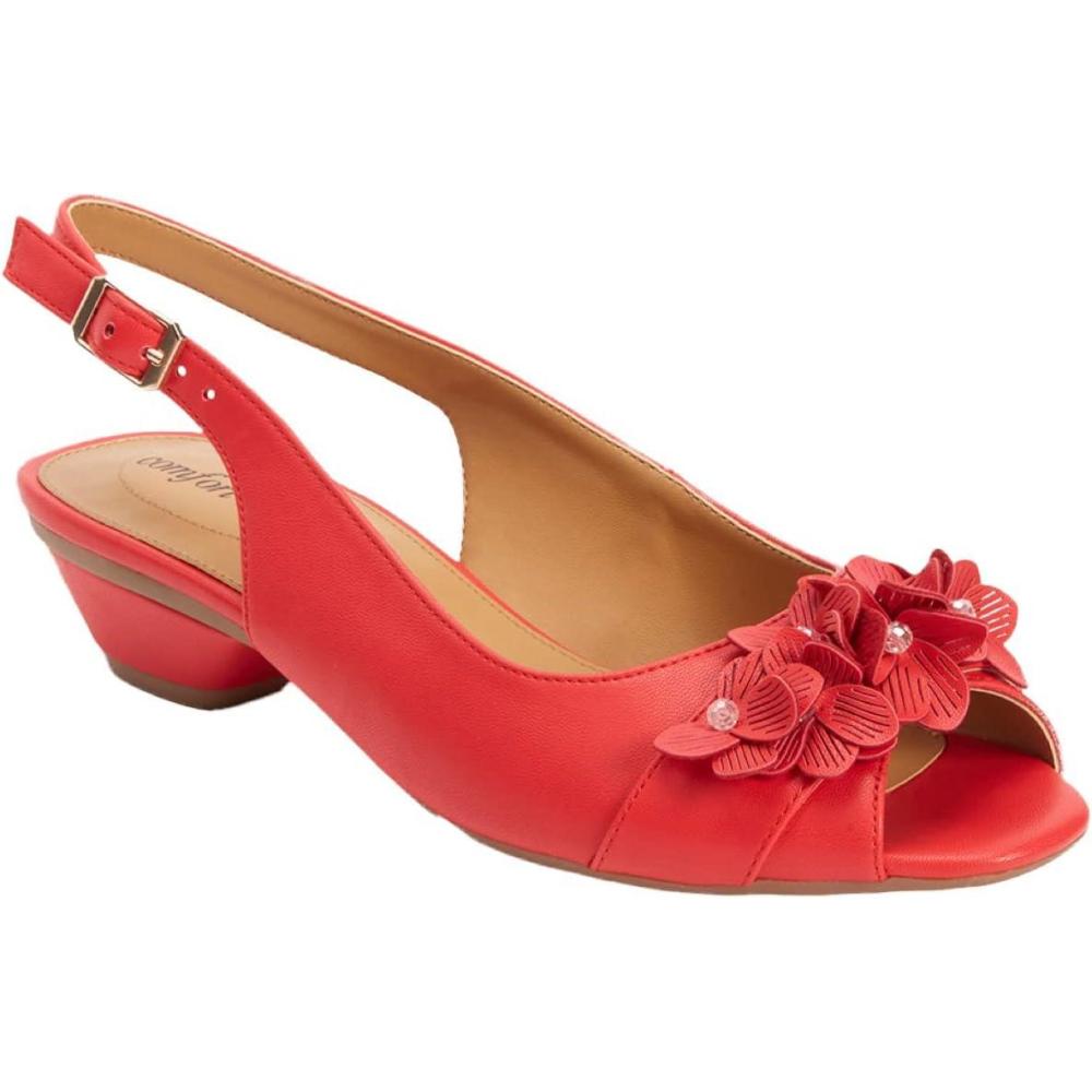 imageComfortview Womens Wide Width The Rider SlingbackHot Red