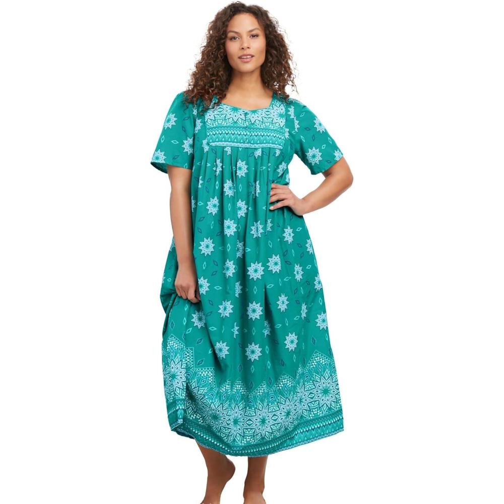 imageOnly Necessities Womens Plus Size Bib Front Lounger House Dress NightgownWaterfall Burst