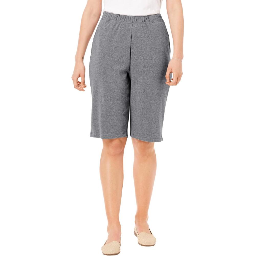 imageWoman Within Plus Size 7Day Knit Bermuda ShortsMedium Heather Grey