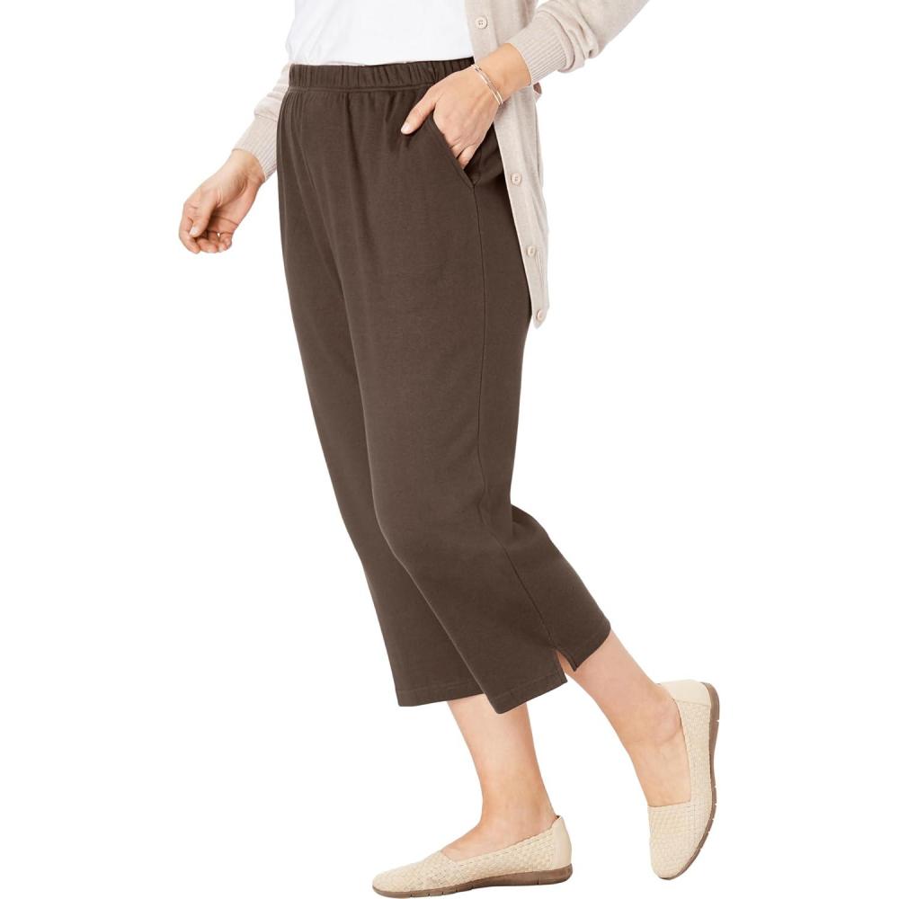 imageWoman Within Plus Size 7Day Knit CapriChocolate