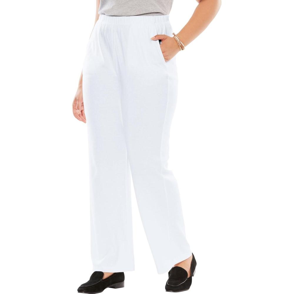 imageWoman Within Plus Size 7Day Knit WideLeg PullOn PantsWhite