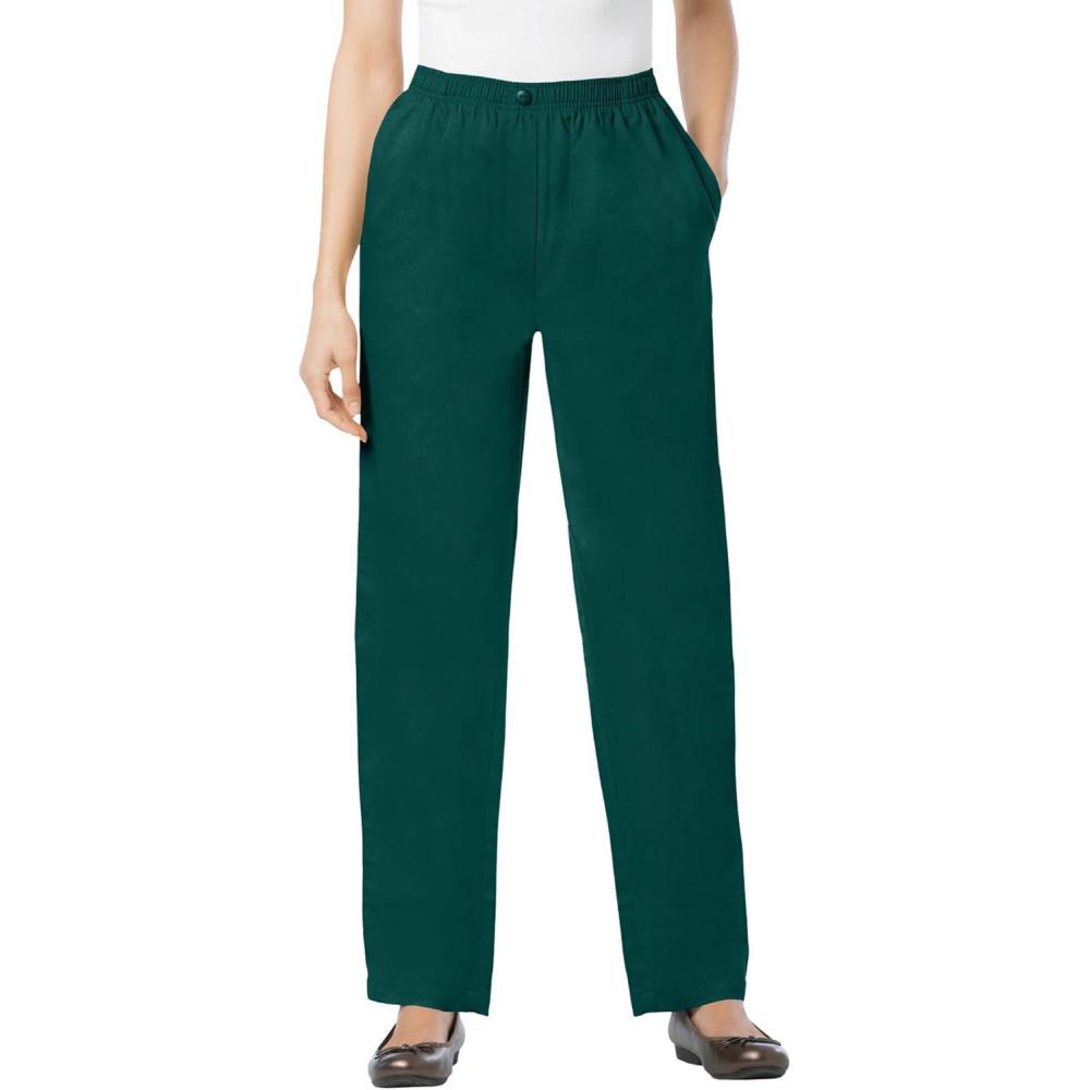 imageWoman Within Plus Size 7Day StraightLeg ElasticWaist Denim Jean Petite ampamp Tall AvailableEmerald Green