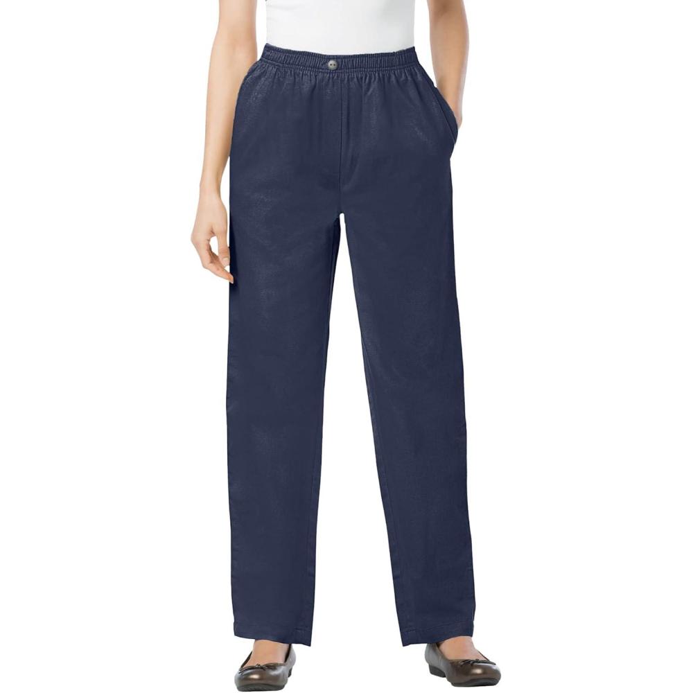 imageWoman Within Plus Size 7Day StraightLeg ElasticWaist Denim Jean Petite ampamp Tall AvailableNavy