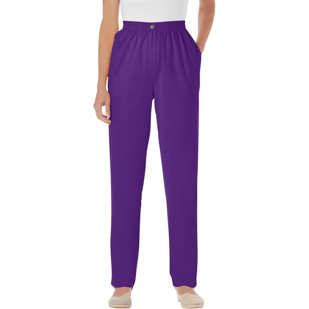 imageWoman Within Plus Size 7Day StraightLeg ElasticWaist Denim Jean Petite ampamp Tall AvailableRadiant Purple