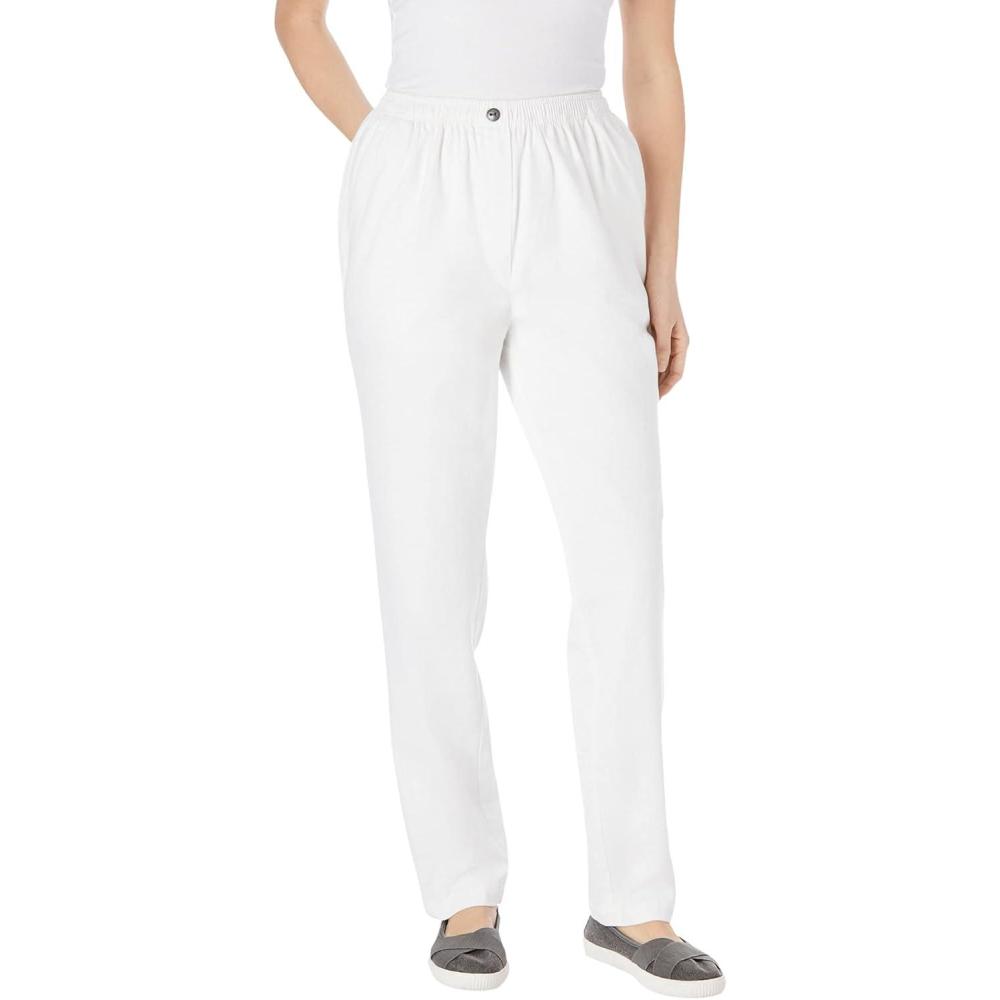 imageWoman Within Plus Size 7Day StraightLeg ElasticWaist Denim Jean Petite ampamp Tall AvailableWhite