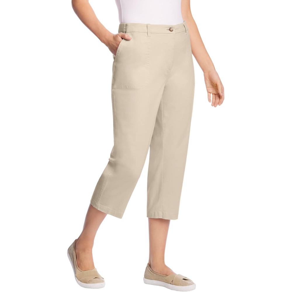 imageWoman Within Plus Size Adjustable Waist Chino CapriNatural Khaki