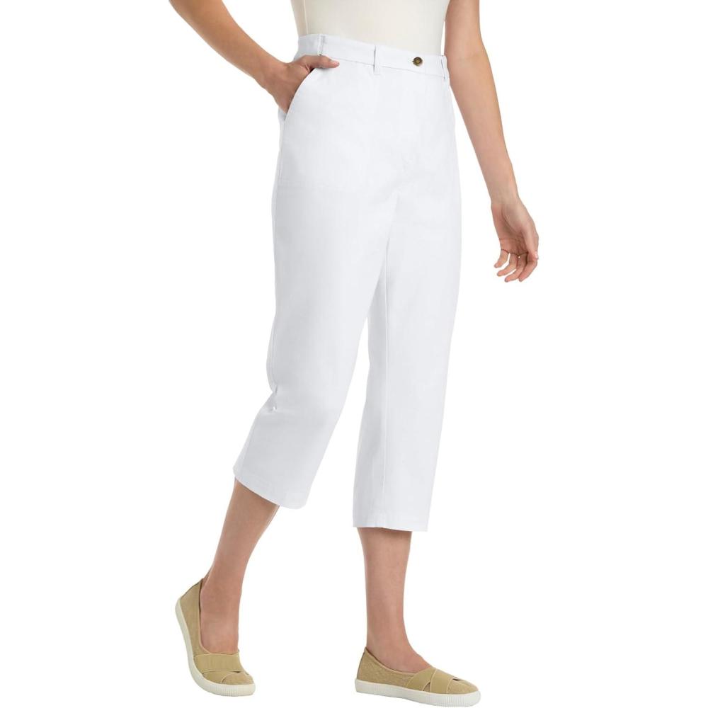 imageWoman Within Plus Size Adjustable Waist Chino CapriWhite