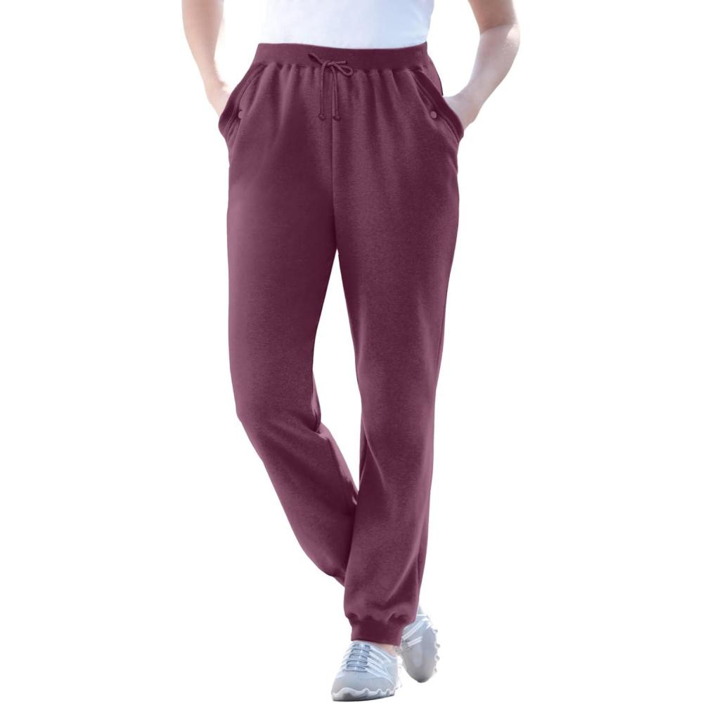 imageWoman Within Plus Size BetterFleece PullOn Jogger SweatpantsDeep Claret