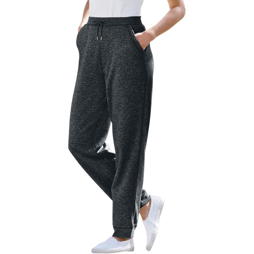 imageWoman Within Plus Size BetterFleece PullOn Jogger SweatpantsHeather Charcoal