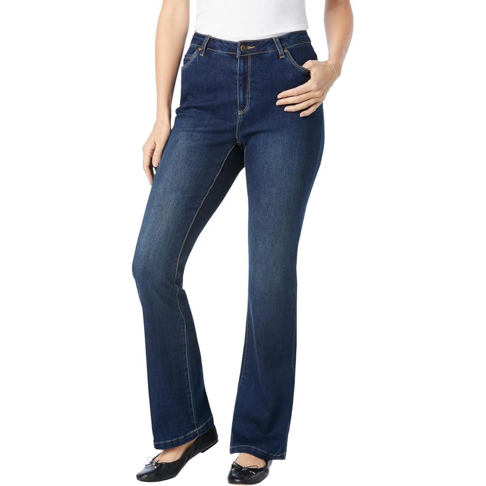 imageWoman Within Plus Size Bootcut Stretch Comfort Denim FivePocket JeansDark Sanded Wash