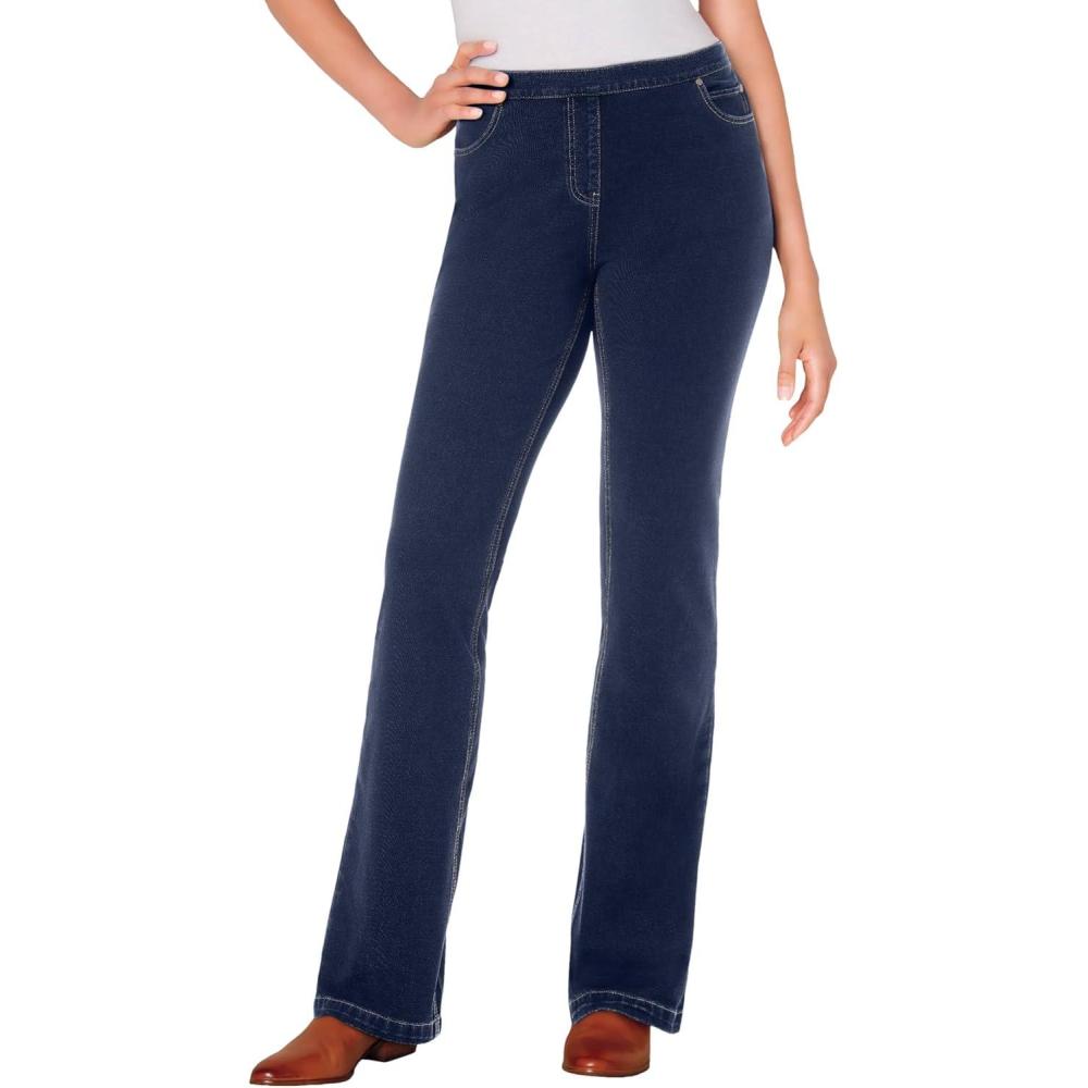 imageWoman Within Plus Size Bootcut StretchKnit Denim FivePocket JeansMidnight
