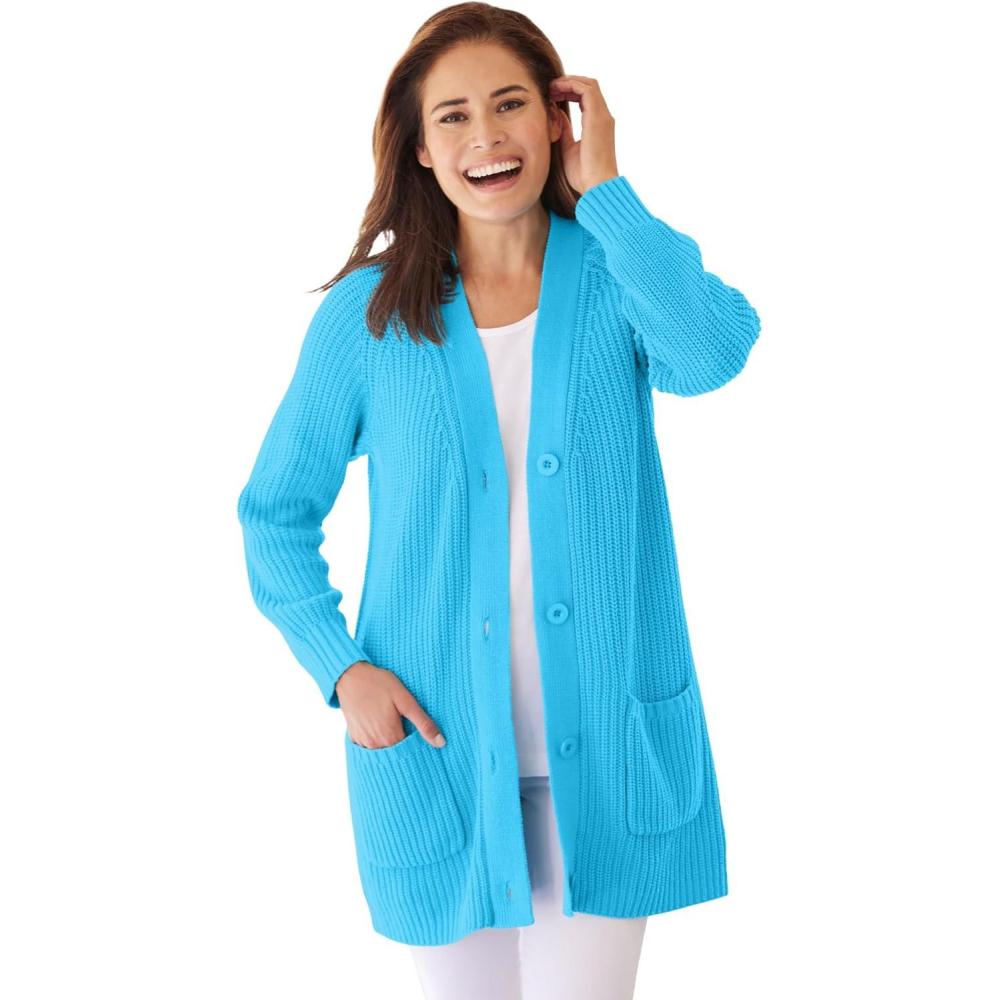 imageWoman Within Plus Size ButtonFront Shaker CardiganParadise Blue