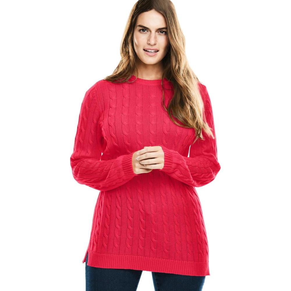 imageWoman Within Plus Size Cable Knit Pullover Crewneck SweaterVivid Red