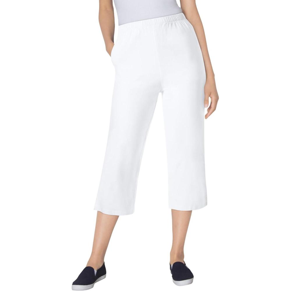 imageWoman Within Plus Size Capri Elastic Waist Stretch Fineline Denim Jean Petite AvailableWhite