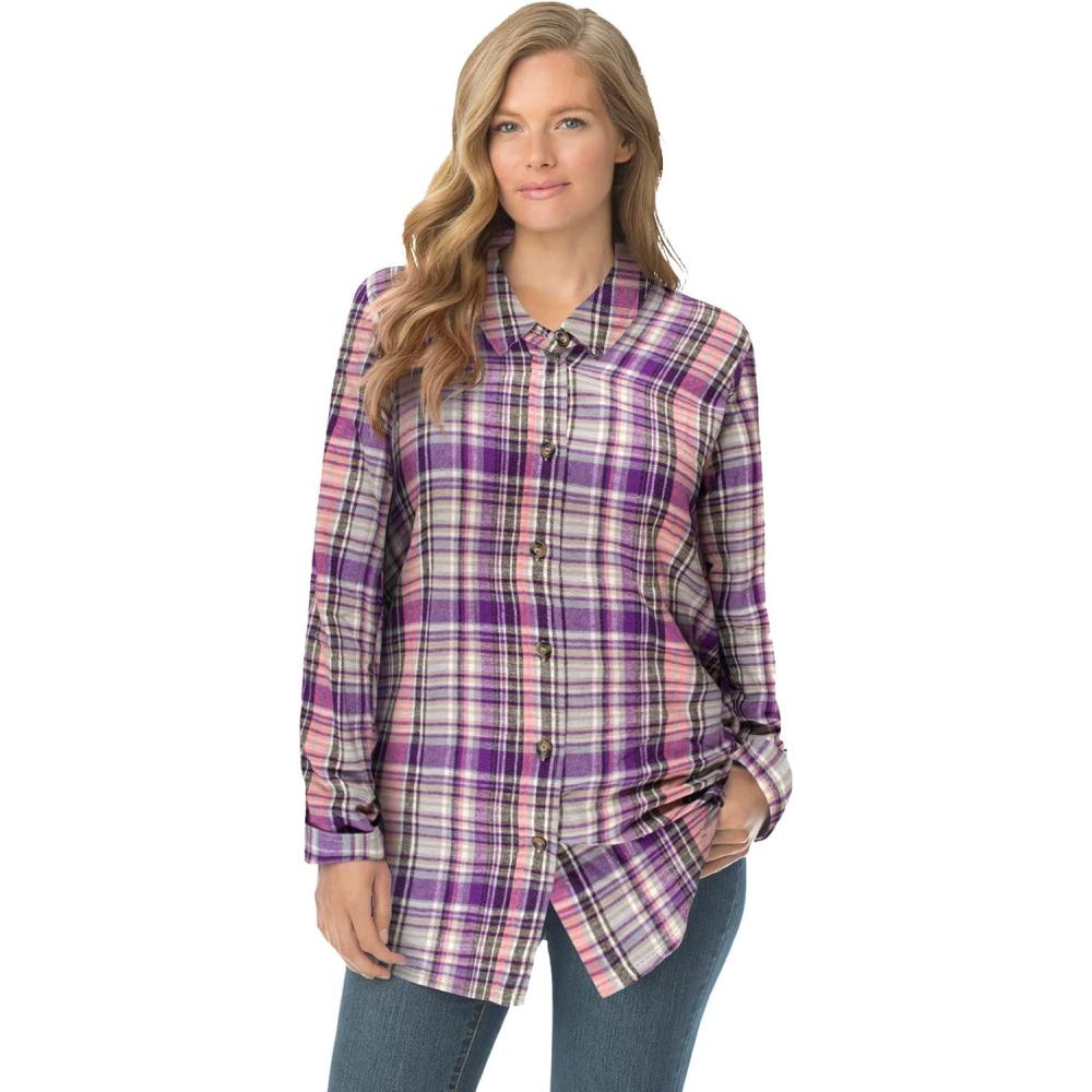 imageWoman Within Plus Size Classic Flannel ShirtSweet Plum Plaid