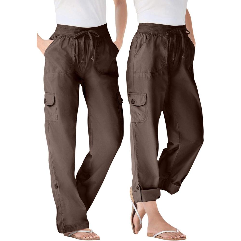 imageWoman Within Plus Size Convertible 2in1 Cargo Pant ampamp Capri Elastic WaistChocolate